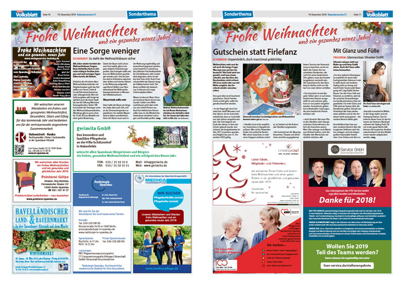 Spandauer Volksblatt Sonderseite Frohe Weihnachten 2018 Spandauer Volksblatt Sonderseiten Frohe Weihnachten 2018