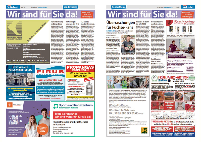 Spandauer Volksblatt Berliner Woche Corona Sonderthema
