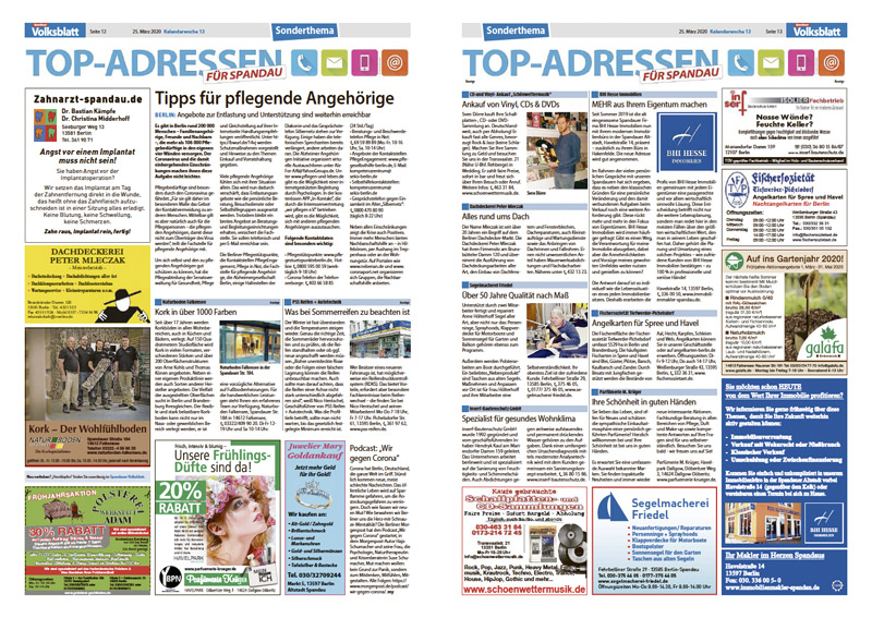 Spandauer Volksblatt Berliner Woche Top-Adressen