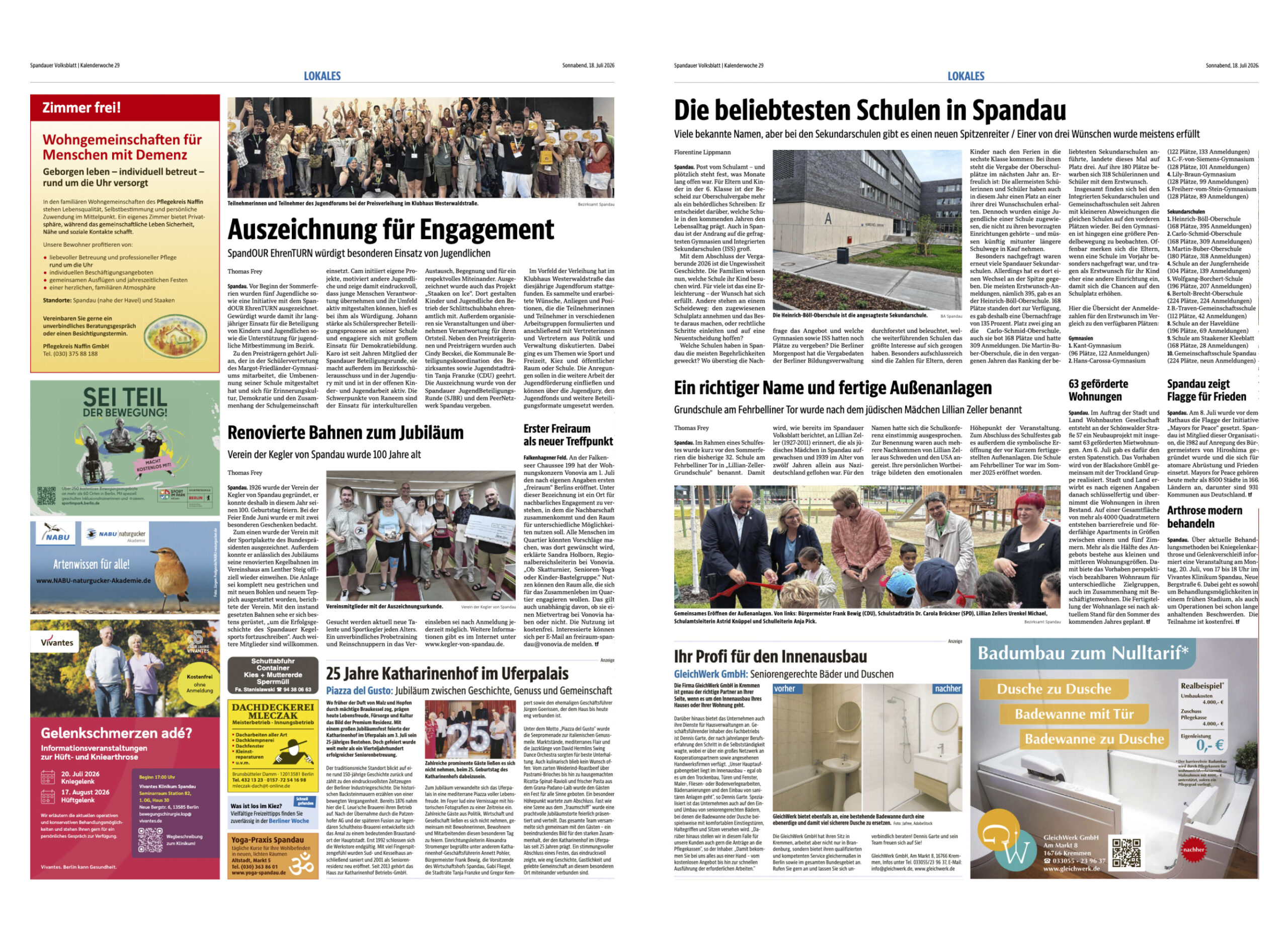 Spandauer Volksblatt Lokalteil Spandauer Volksblatt Lokalteil